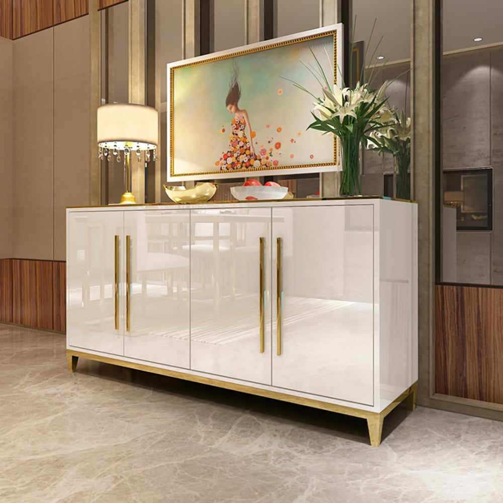 Questions and Answers for 1500mm Rectangle White Sideboard Buffet Tempered Glass Top Cabinet 4 Doors & 2 Shelves