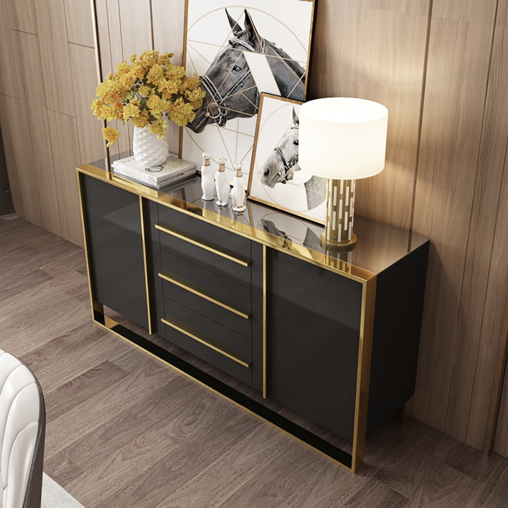 Questions and Answers for Cylina 1500mm Glossy Black Buffet & Sideboard with 3 Drawers & 2 Doors