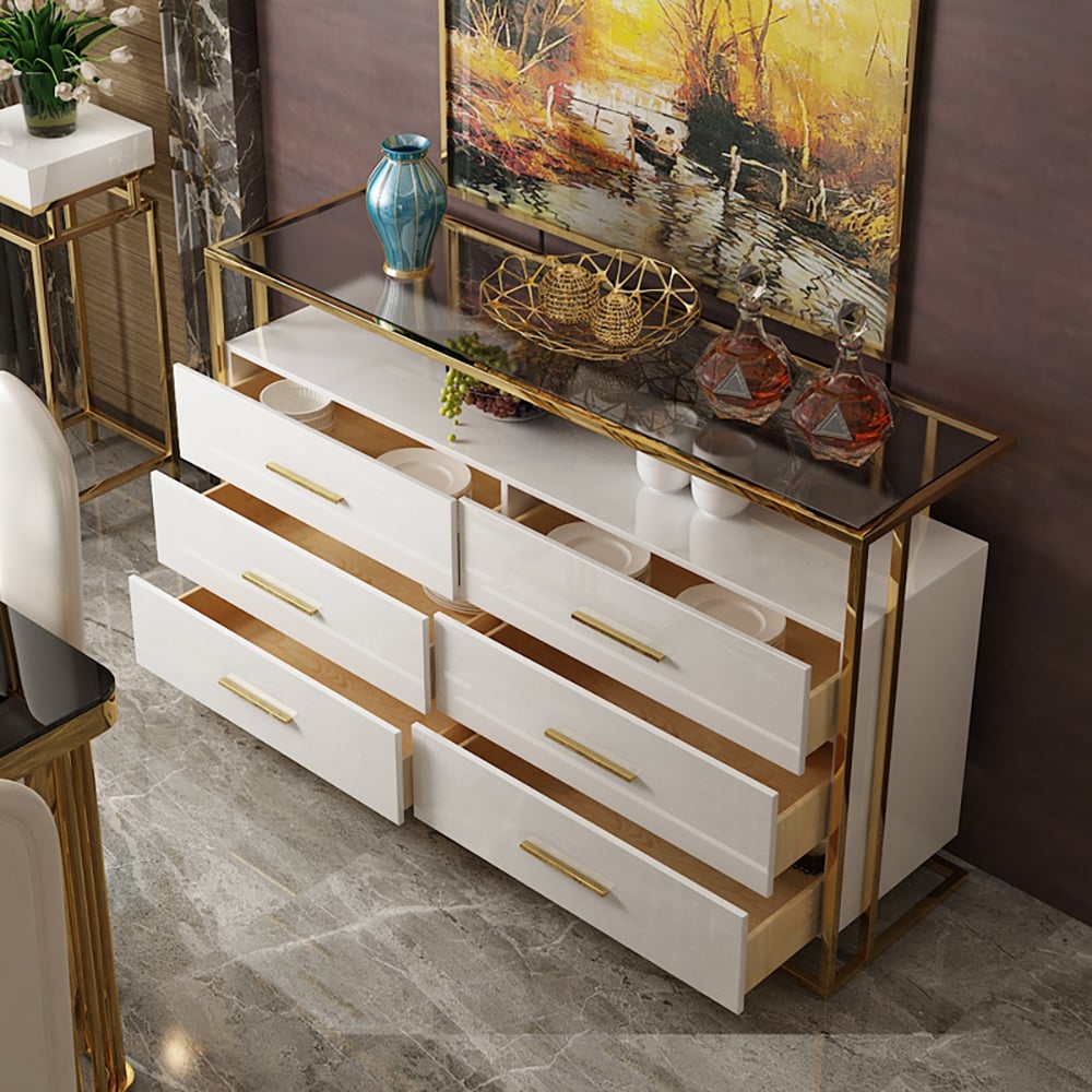 Customer Reviews for Modern 1500mm Rectangular Sideboard Buffet White Kitchen Cabinet with Shelves & Drawers