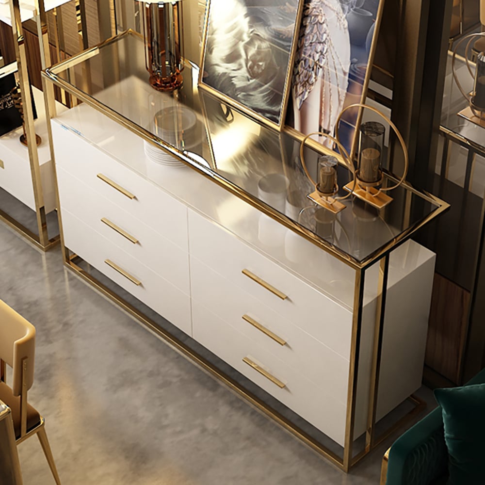 Customer Reviews for Modern 1500mm Rectangular Sideboard Buffet White Kitchen Cabinet with Shelves & Drawers