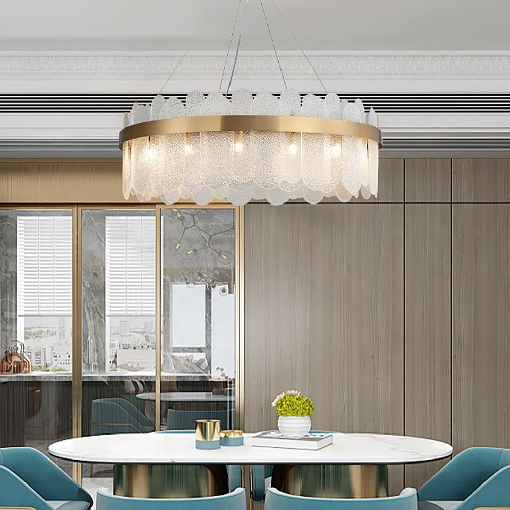 Questions and Answers for Modern Round 14-Light Tiered Clear Glass Chandelier