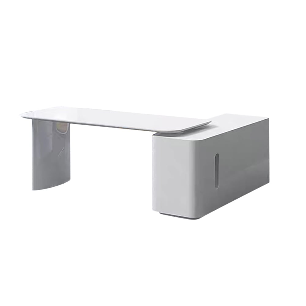 Otázky a odpovědi pro Bílý výkonný stůl ve tvaru písmene L Velký pracovní stůl Zásuvky a skříňka pro domácí kancelář Levá ruka