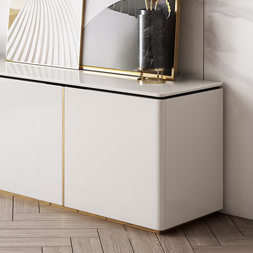 Questions and Answers for Pewter Modern White Rectangular TV Stand with Drawers & Doors for TVs Up To 70"