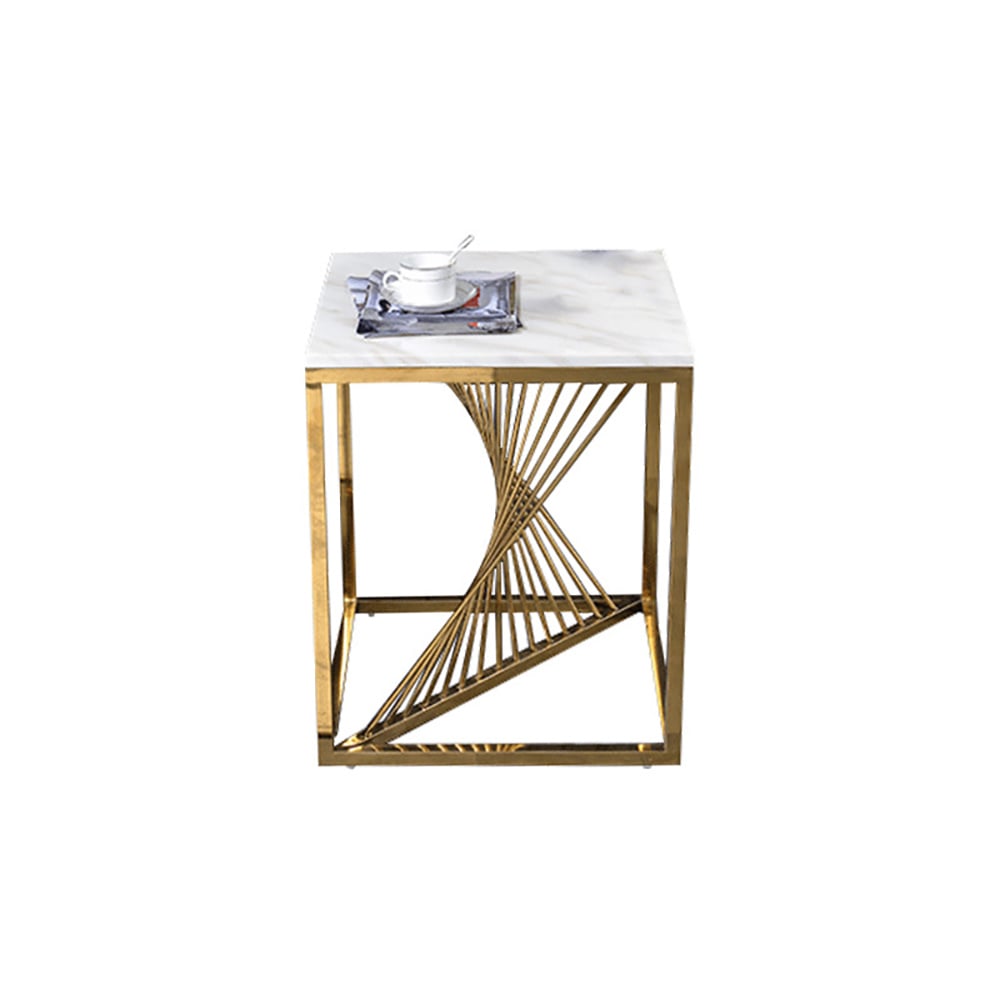 Customer Reviews for 500mm Square Side Table White Marble End Table with Gold Stainless Steel Base