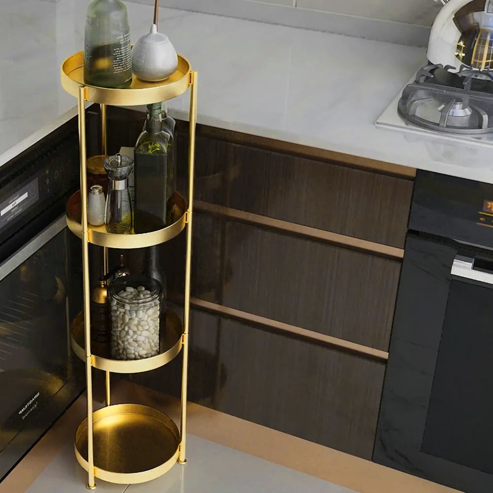Questions and Answers for 4-Tier Modern Free-Standing Bathroom Shelf in Gold