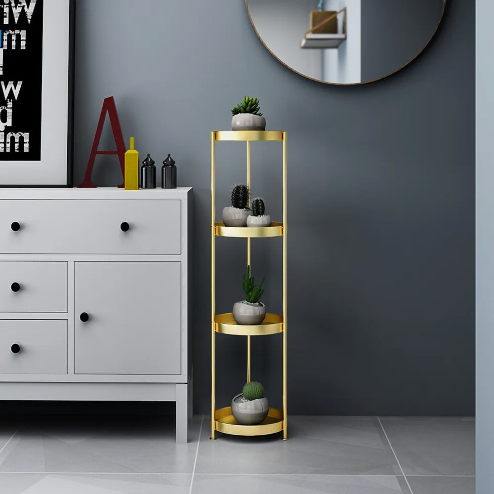 Questions and Answers for 4-Tier Modern Free-Standing Bathroom Shelf in Gold