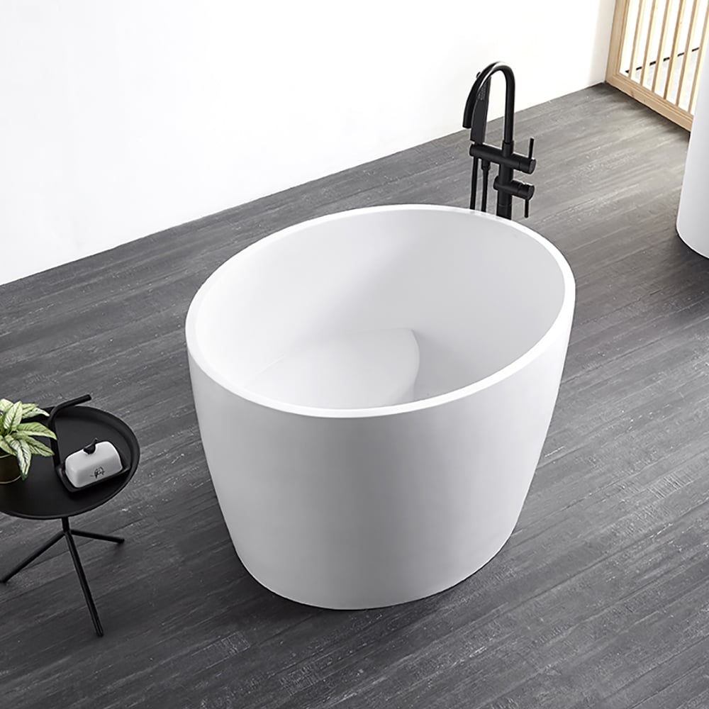 Questions and Answers for 39.37" Modern Deep Oval Freestanding Stone Resin Soaking Bathtub White