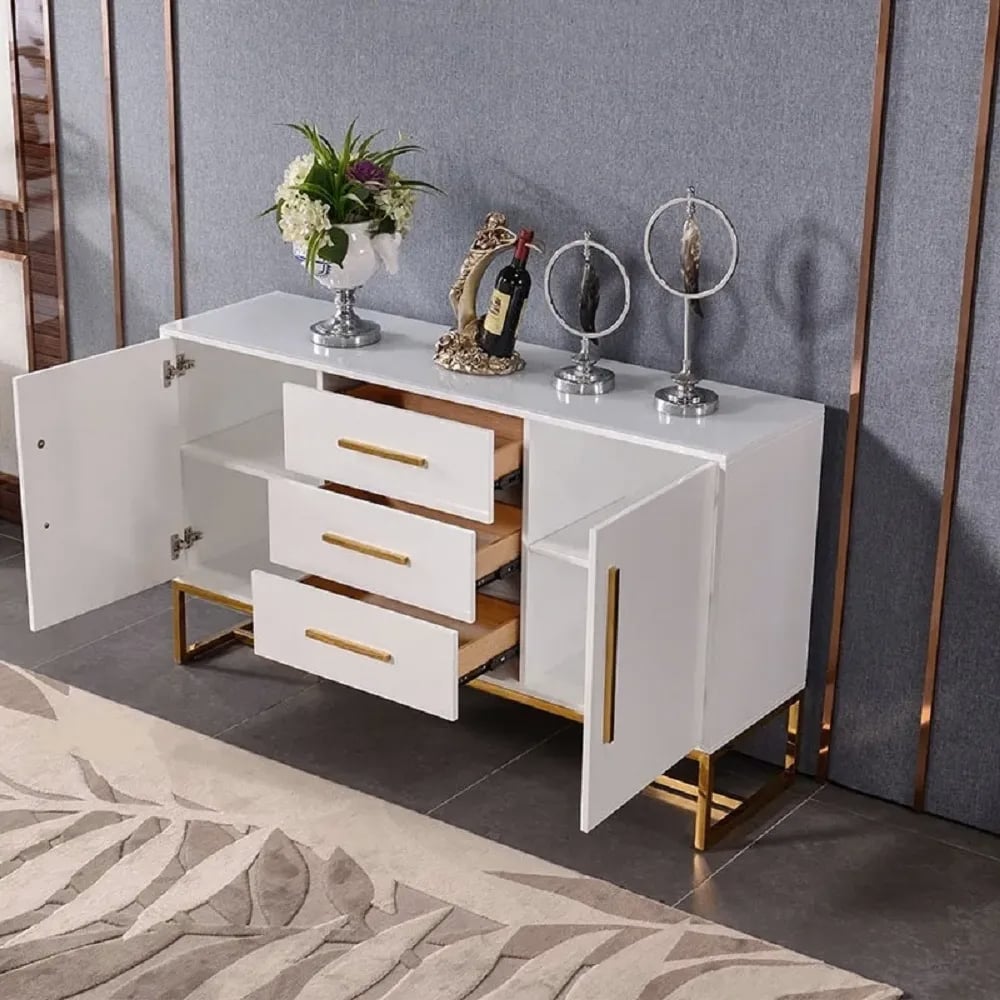 Questions and Answers for Stovf White Modern1500mm Wood Sideboard with Drawers Kitchen Buffet Cabinet