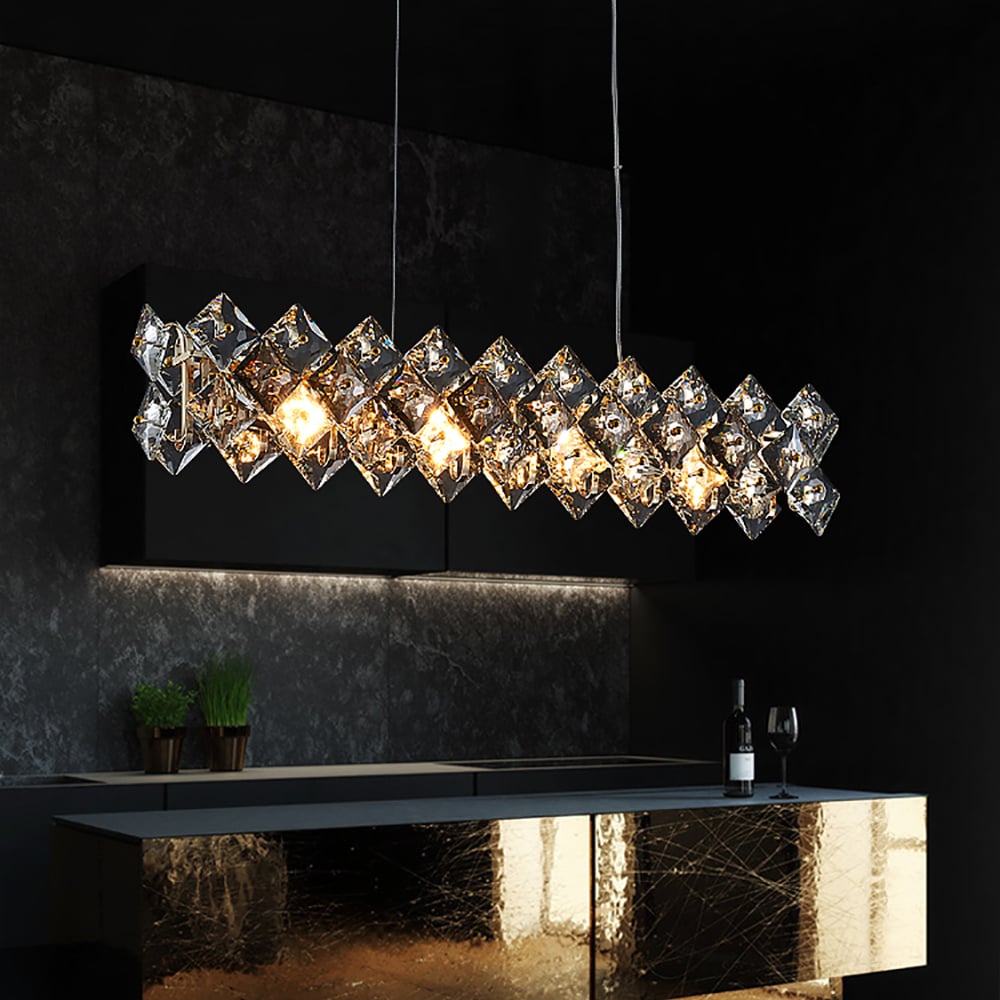 Avaliações de clientes sobre Luminária de ilha de cozinha linear moderna de 4 luzes Crystack com cabos ajustáveis