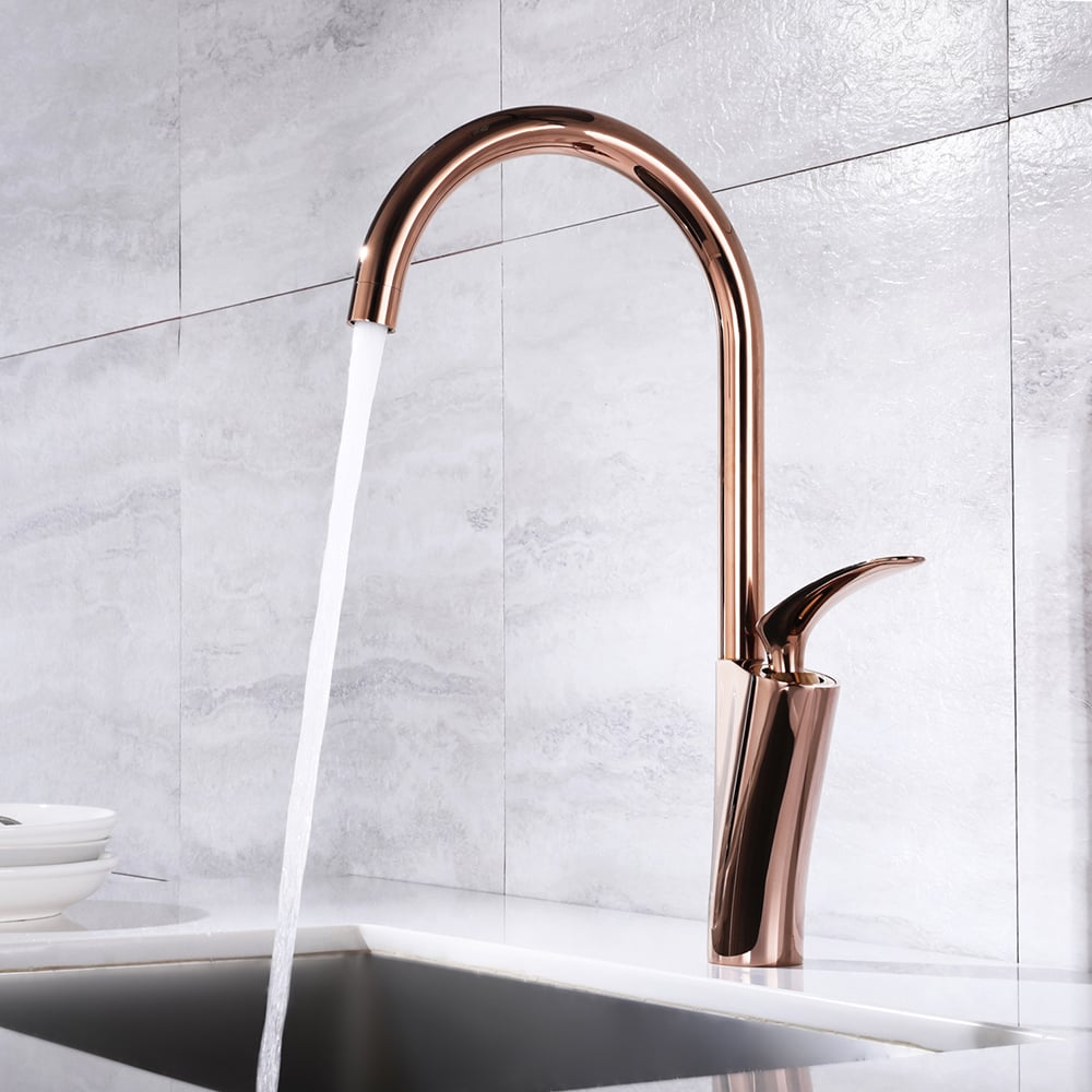 Questions et Réponses pour Robinet de cuisine mono à levier unique en laiton massif doré rose