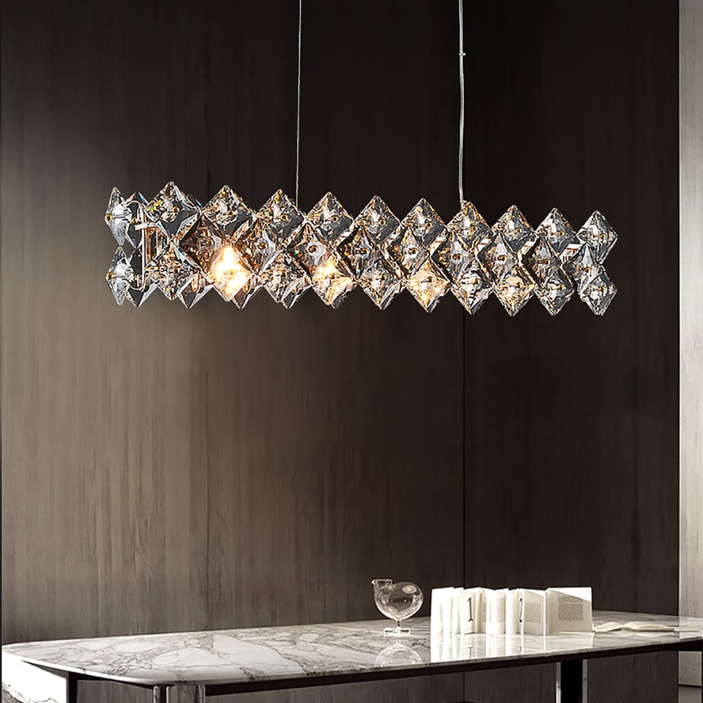 Avaliações de clientes sobre Luminária de ilha de cozinha linear moderna de 4 luzes Crystack com cabos ajustáveis