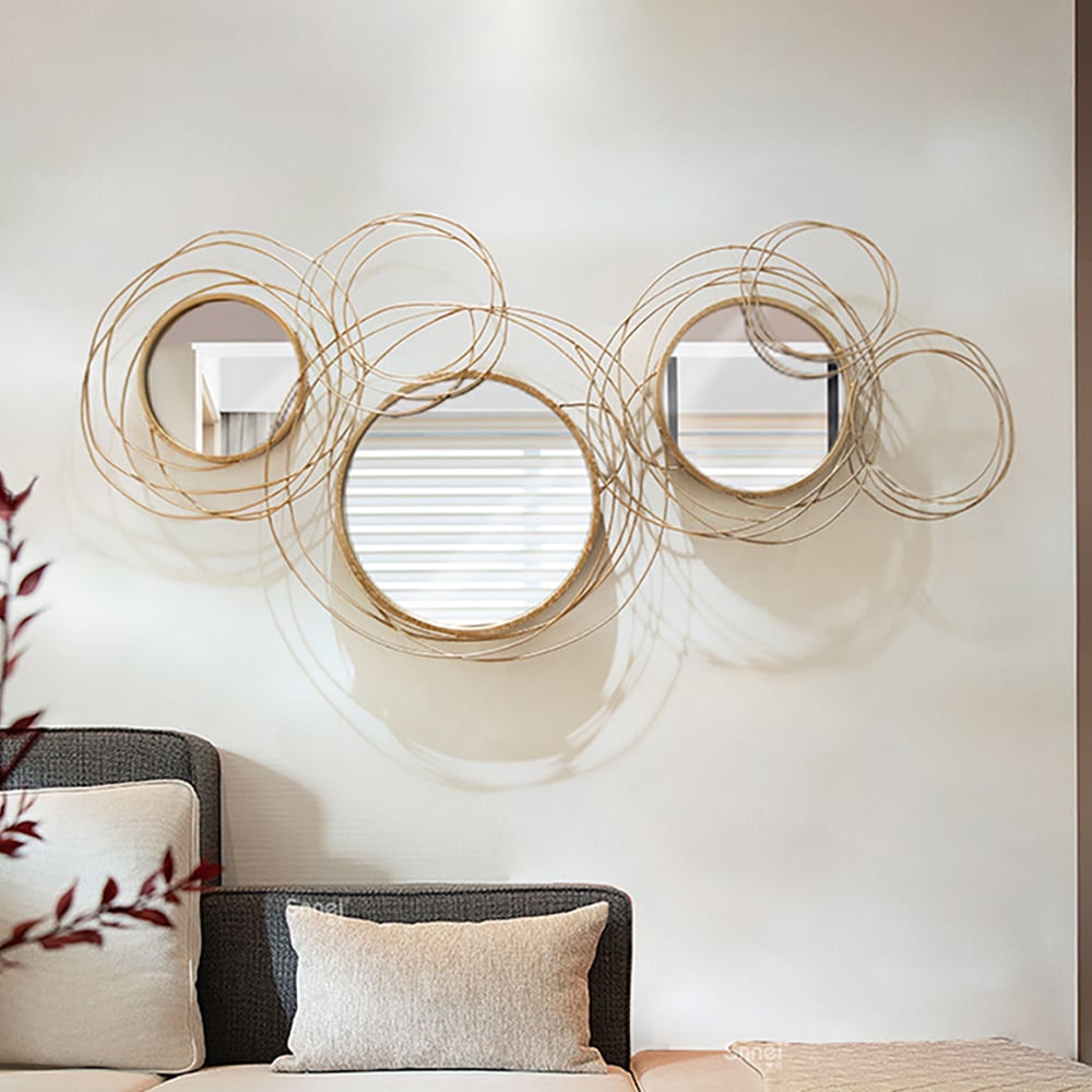 Customer Reviews for Light Luxury Creative 3D 6 Rings Round Gold Metal Wall Mirror