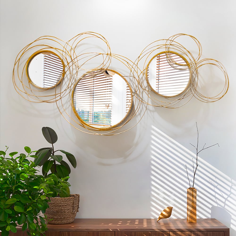 Customer Reviews for Light Luxury Creative 3D 6 Rings Round Gold Metal Wall Mirror