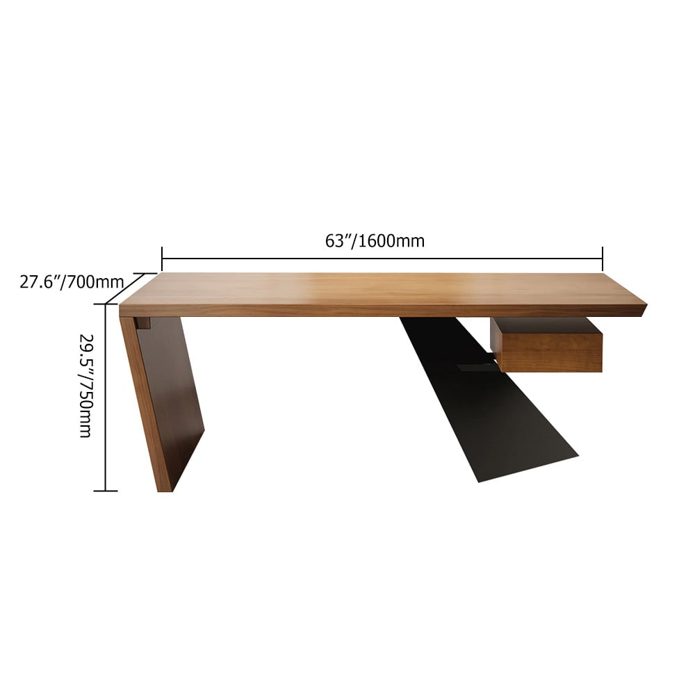 Modern Wooden Straight Desk with Drawer, Executive Office Desk (63") weights dimensions image