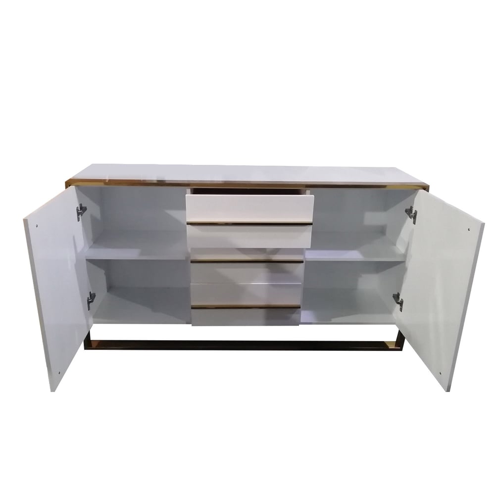 Avis Clients sur Sideboard Cylina avec 2 portes et 3 tiroirs en blanc, 150 cm