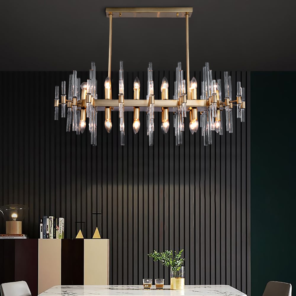 Customer Reviews for Crylick Modern Metal & Glass 20-Light Kitchen Island Pendant Light Chandelier in Brass