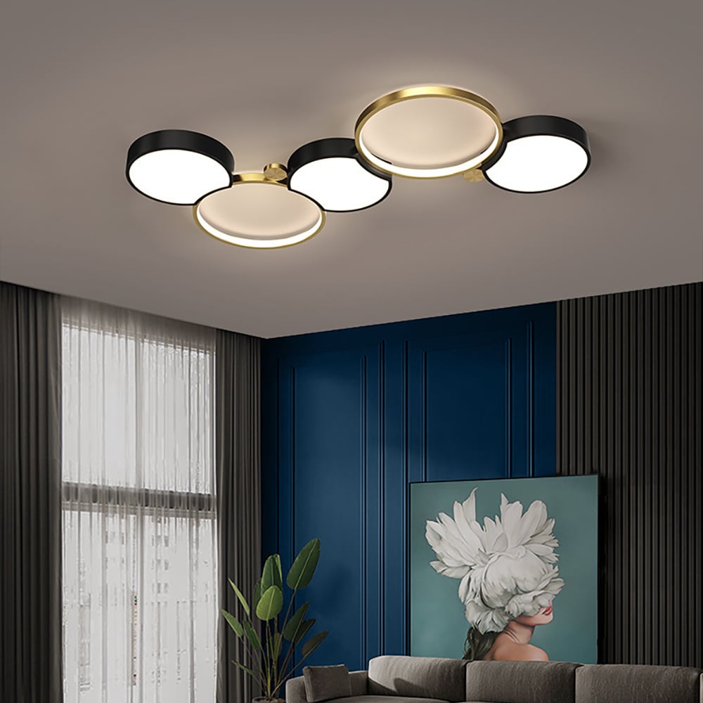 Customer Reviews for Multi-Circles 5-Light LED Flush Mount Ceiling Light in Black & Gold
