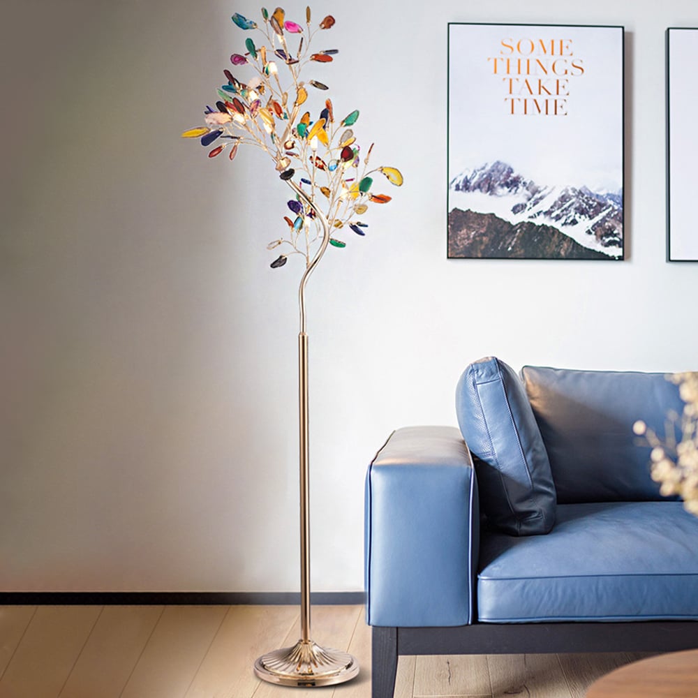 Questions and Answers for Stunny Art Deco 9-Light Agate Tree Floor Lamp with Foot Switch