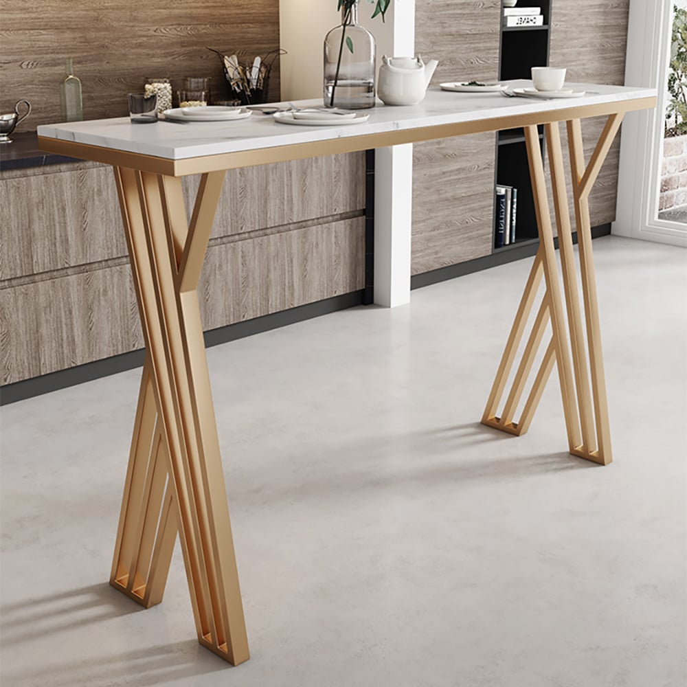 Questions and Answers for 1400mm Modern High White Bar Table with Golden Double Pedestal