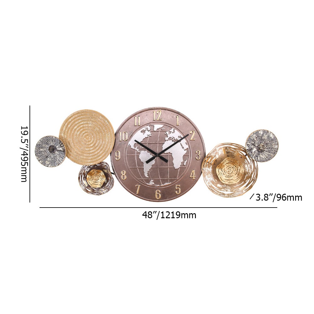 Vragen en antwoorden voor Glam wereldkaart metalen wandklok creatief huis opknoping decor