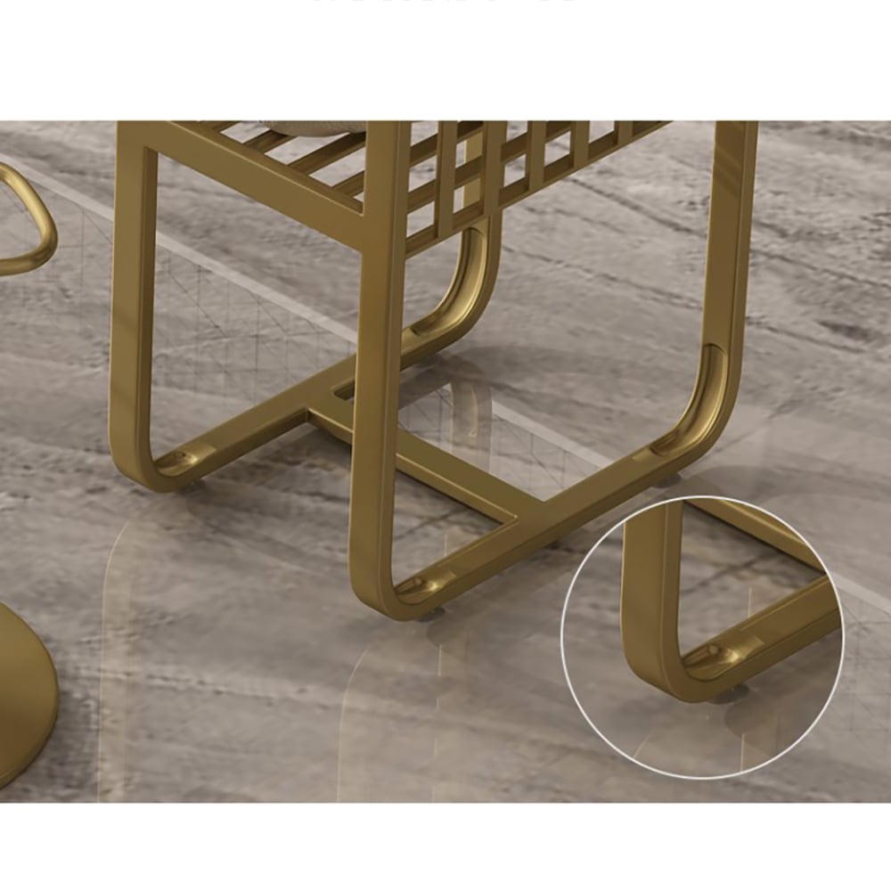 Oceny klientów dla 55,1" Nowoczesny prosty stół barowy z półkami w kolorze białym i złotym