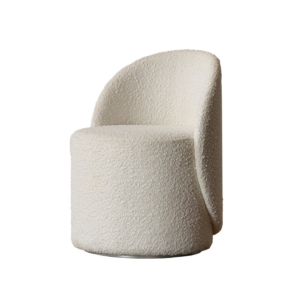 Boucle Round Back Swivel Vanity Stool Accent Chair｜Homary