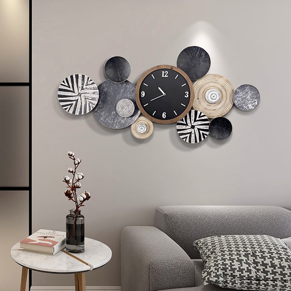 Klantrecensies voor Moderne multi-round mute wandklok metalen hangende huiskunst
