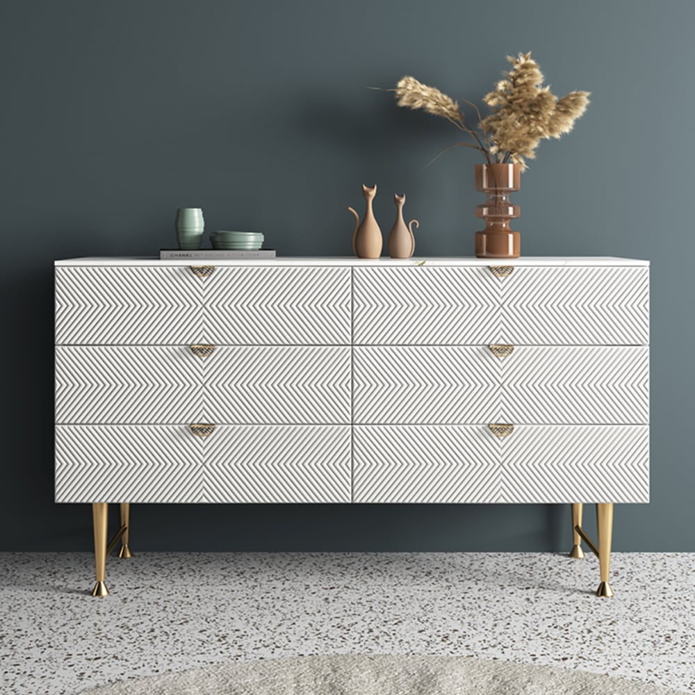 Customer Reviews for Modern Matte White Double Dresser with 6 Solid Wood Drawers and Stainless Steel Leg