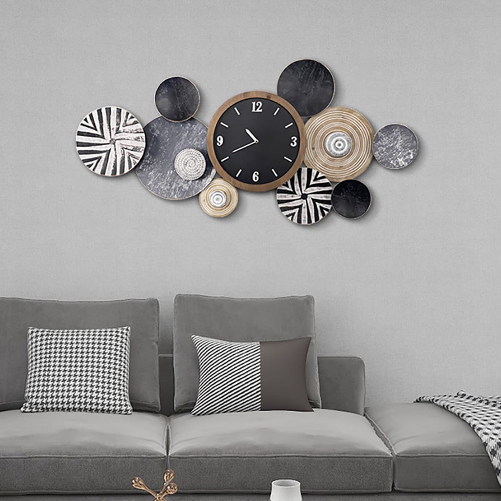 Klantrecensies voor Moderne multi-round mute wandklok metalen hangende huiskunst
