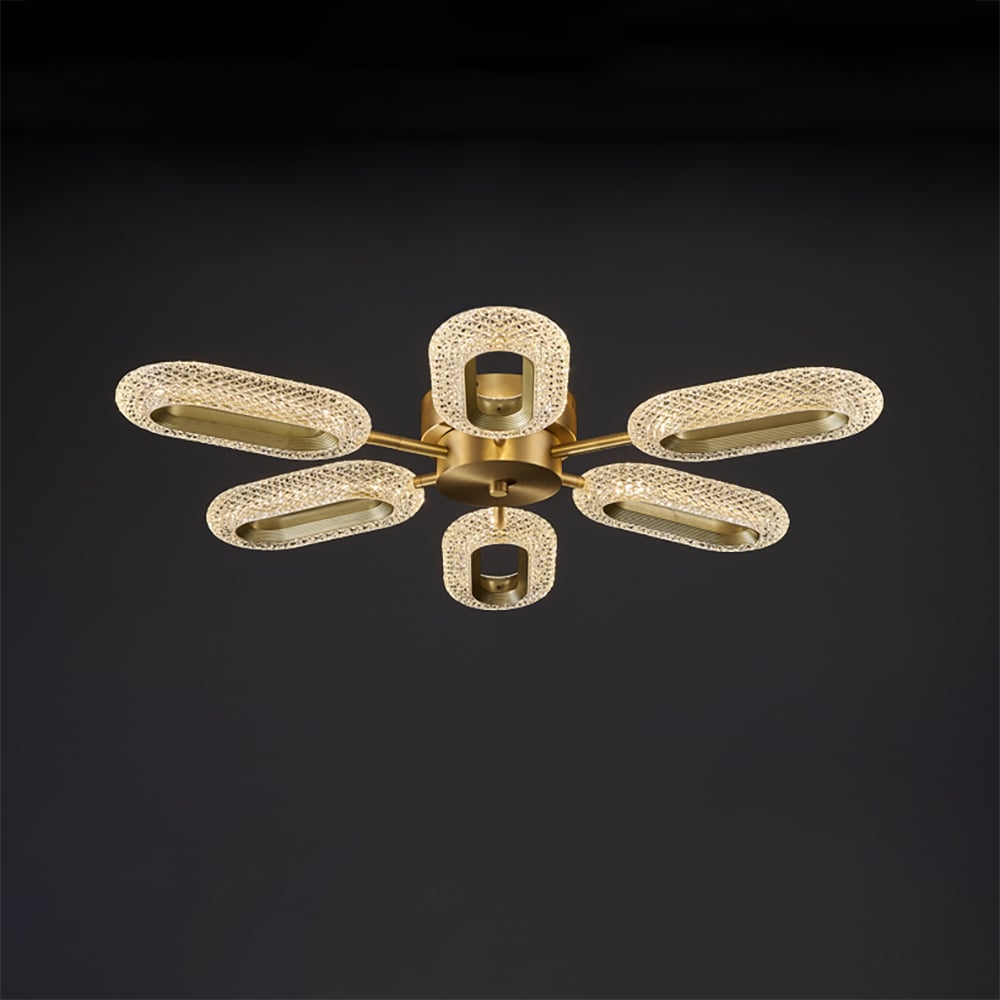 Questions and Answers for Ovated Brass Semi Flush Mount Light 6-Light LED Ceiling Light Ring Light Fixture in Gold
