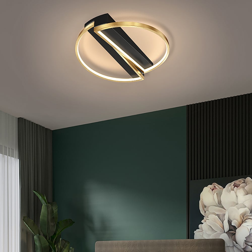 Questions and Answers for Modern LED Geometric Flush Mount Light in Gold & Black