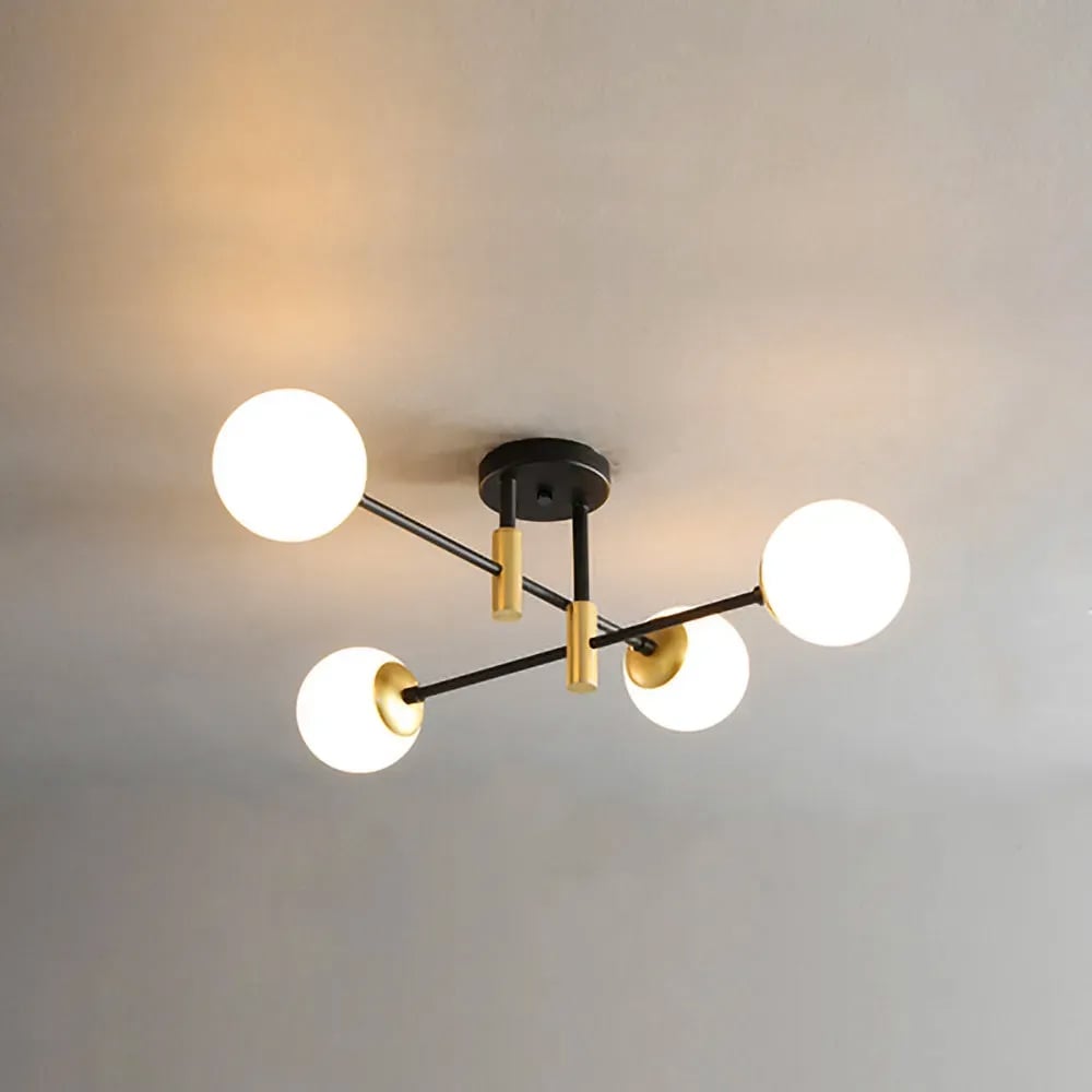 Questions and Answers for Modern White Glass 4-Light Semi-Flush Mount Chandelier