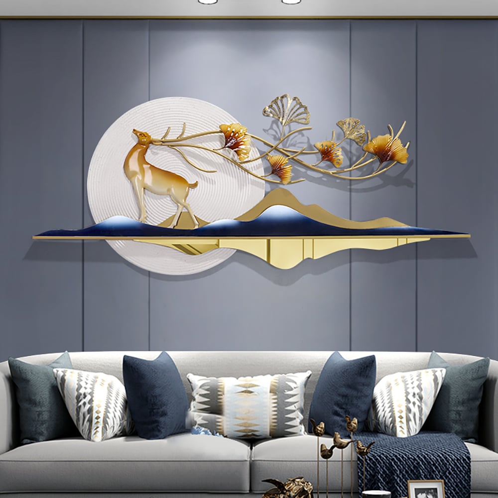 Questions and Answers for 1400mm Modern Metal Wall Decor with Hollow-Out Ginkgo Leaves & Deer for Living Room