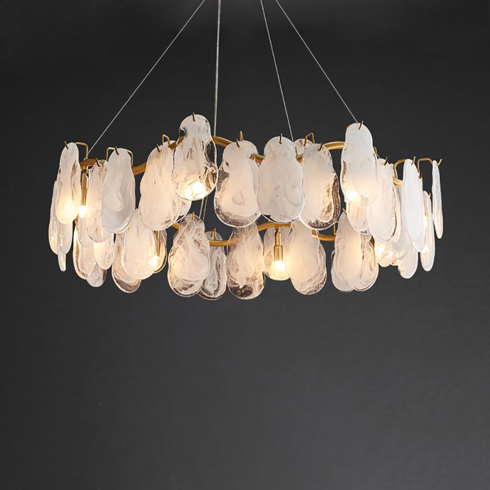 Questions and Answers for Modern 6-Light Tiered Cloud Glass Chandelier with Adjustable Cables