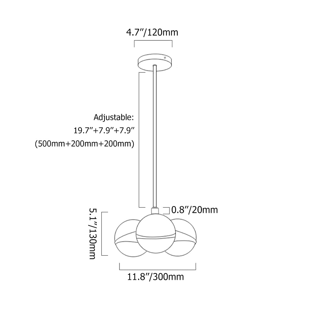 Questions et Réponses pour Suspension moderne à 3 lumières avec abat-jour Globe blanc