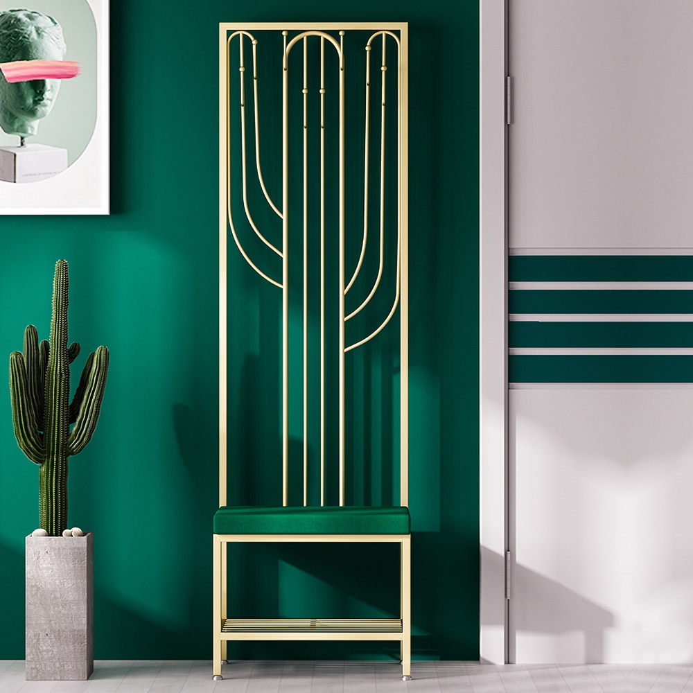 Klantrecensies voor Hall Tree met bankschoenenopslag Gestoffeerde kapstok in goud