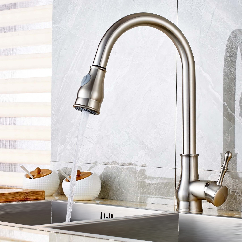 Customer Reviews for Twenk Single Lever Handle Pullout Spray Kitchen Tap Swivel Spout in Brushed Nickel