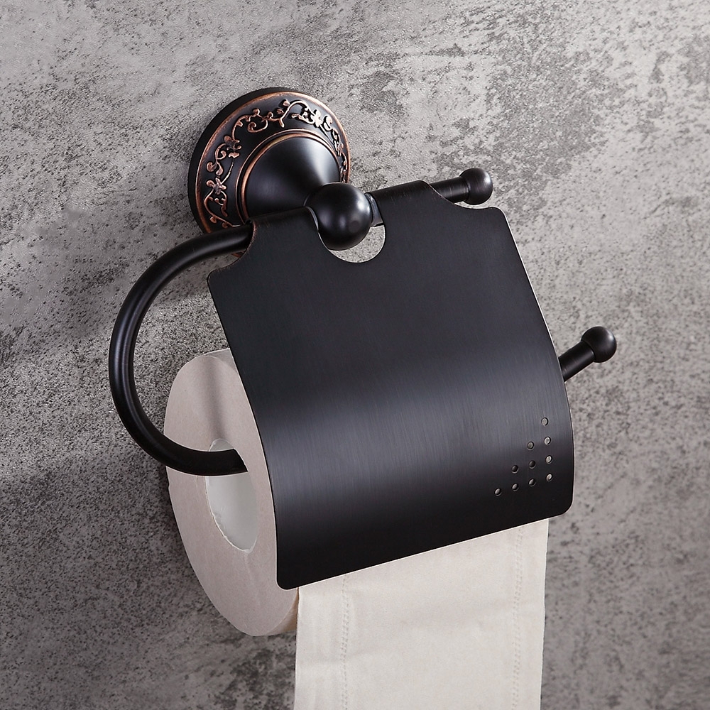 Klantrecensies voor Bella antiek zwart wandmontage toiletpapierhouder & deksel messing