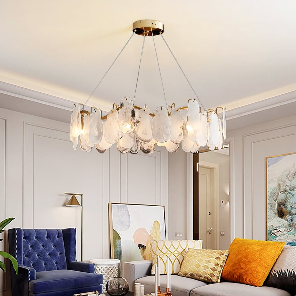Questions and Answers for Cloude Modern 8-Light Tiered Cloud Glass Chandelier with Adjustable Cables
