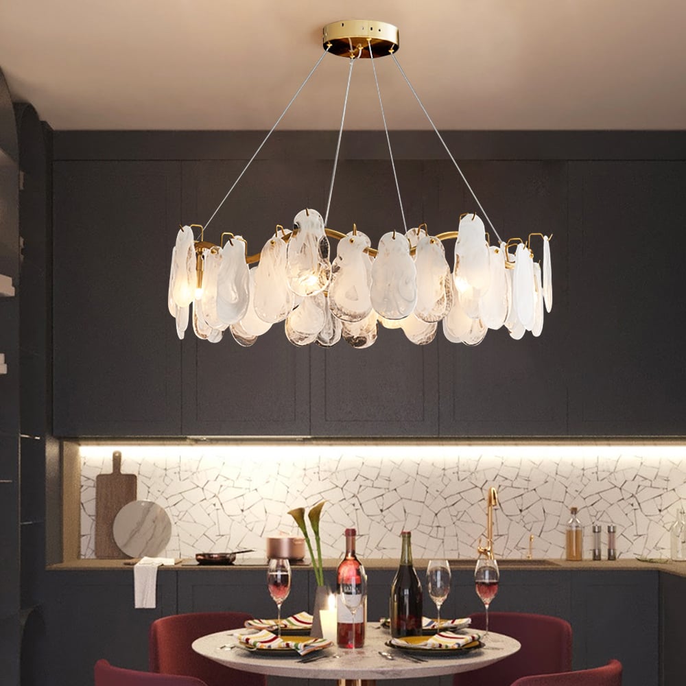 Questions and Answers for Cloude Modern 8-Light Tiered Cloud Glass Chandelier with Adjustable Cables