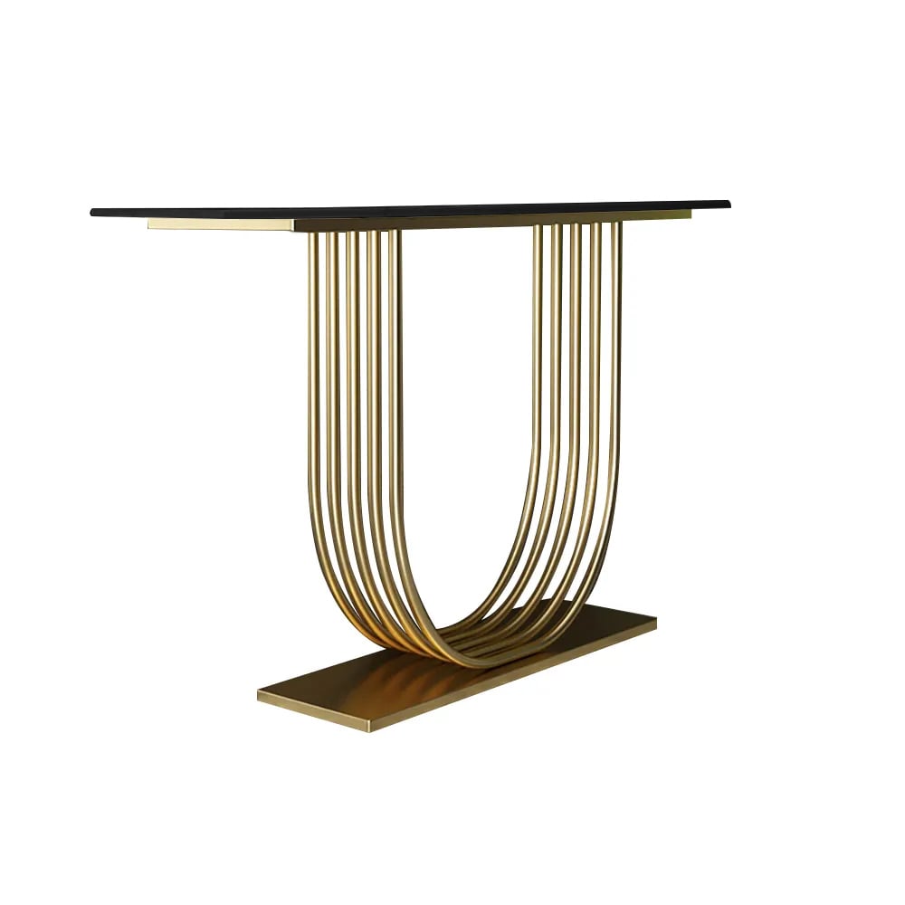 Questions and Answers for 1200mm Black Solid Wood Narrow Console Table Gold Metal Pedestal Hallway Table