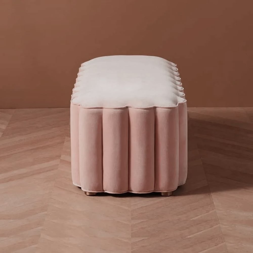 Avis Clients sur Banc d'entrée Pouf rembourré en velours rose pour bout de lit