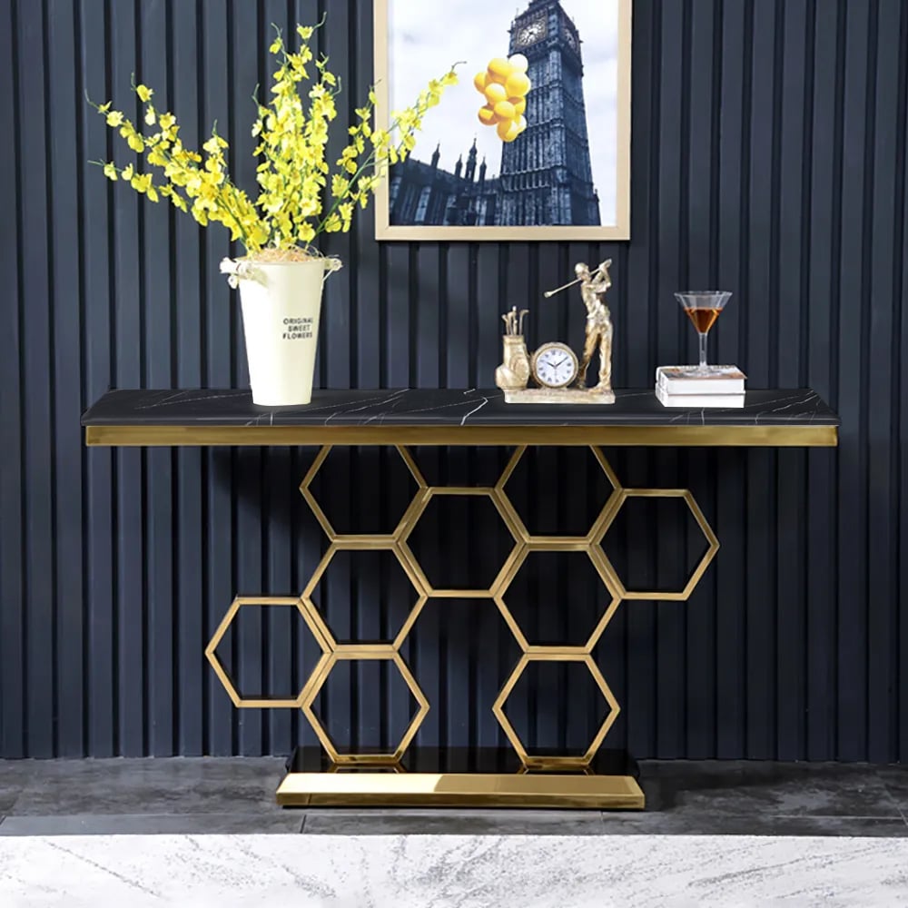 Questions and Answers for 1500mm Modern Rectangle Black Marble Console Table Narrow Entryway Table