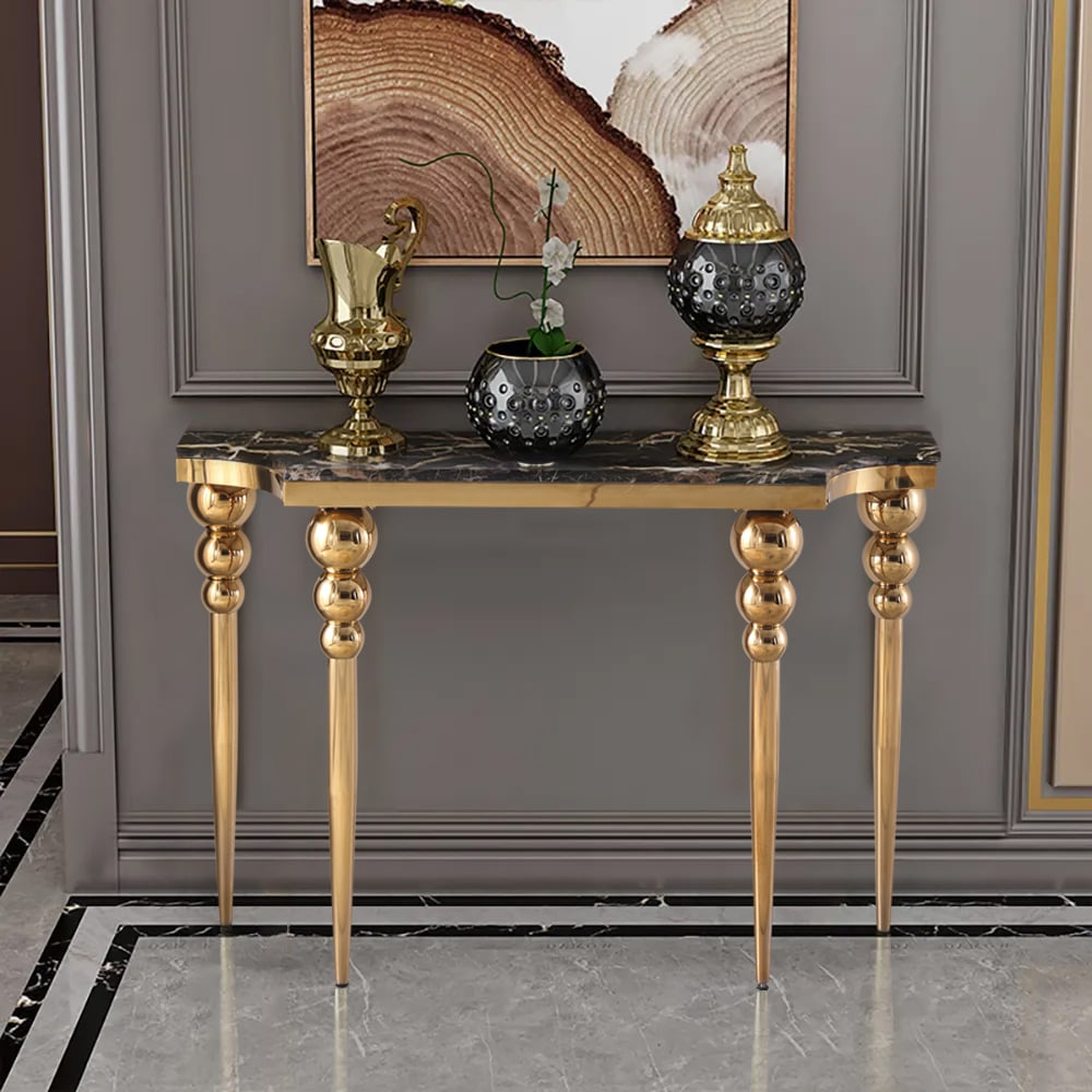 Customer Reviews for 1200mm Black Narrow Console Table Faux Marble Entryway Table Stainless Steel Legs