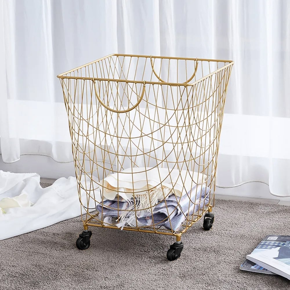 Questions et Réponses pour Panier à Linge à Roulettes Carré en Métal avec Poignées