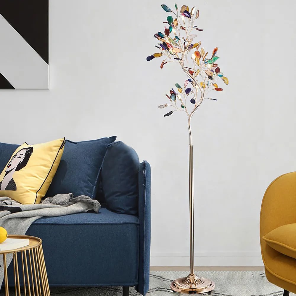 Questions and Answers for Stunny Art Deco 9-Light Agate Tree Floor Lamp with Foot Switch