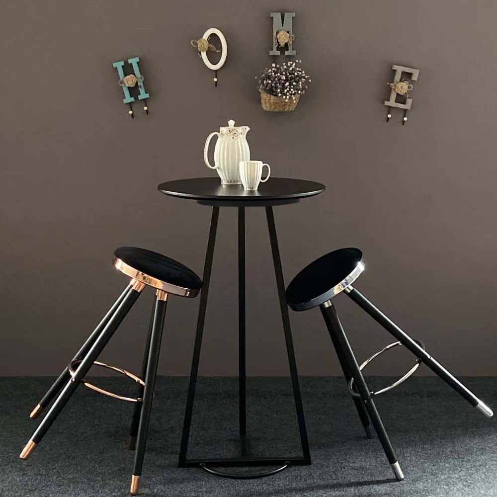 Questions and Answers for 600mm Modern Metal Black Bar Table with Round Top Metal Legs