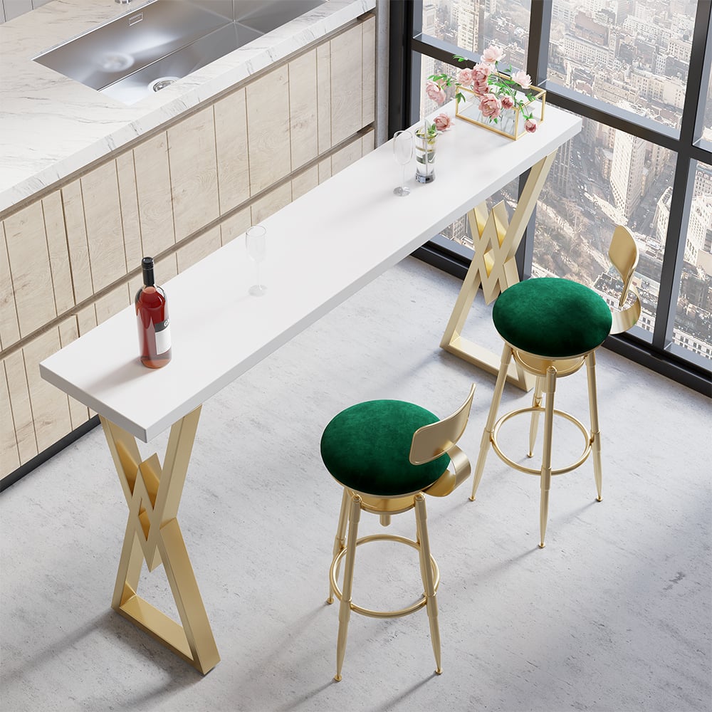 Questions and Answers for Set of 2 Modern Adjustable Swivel Velvet Bar Stools with Upholstery Green