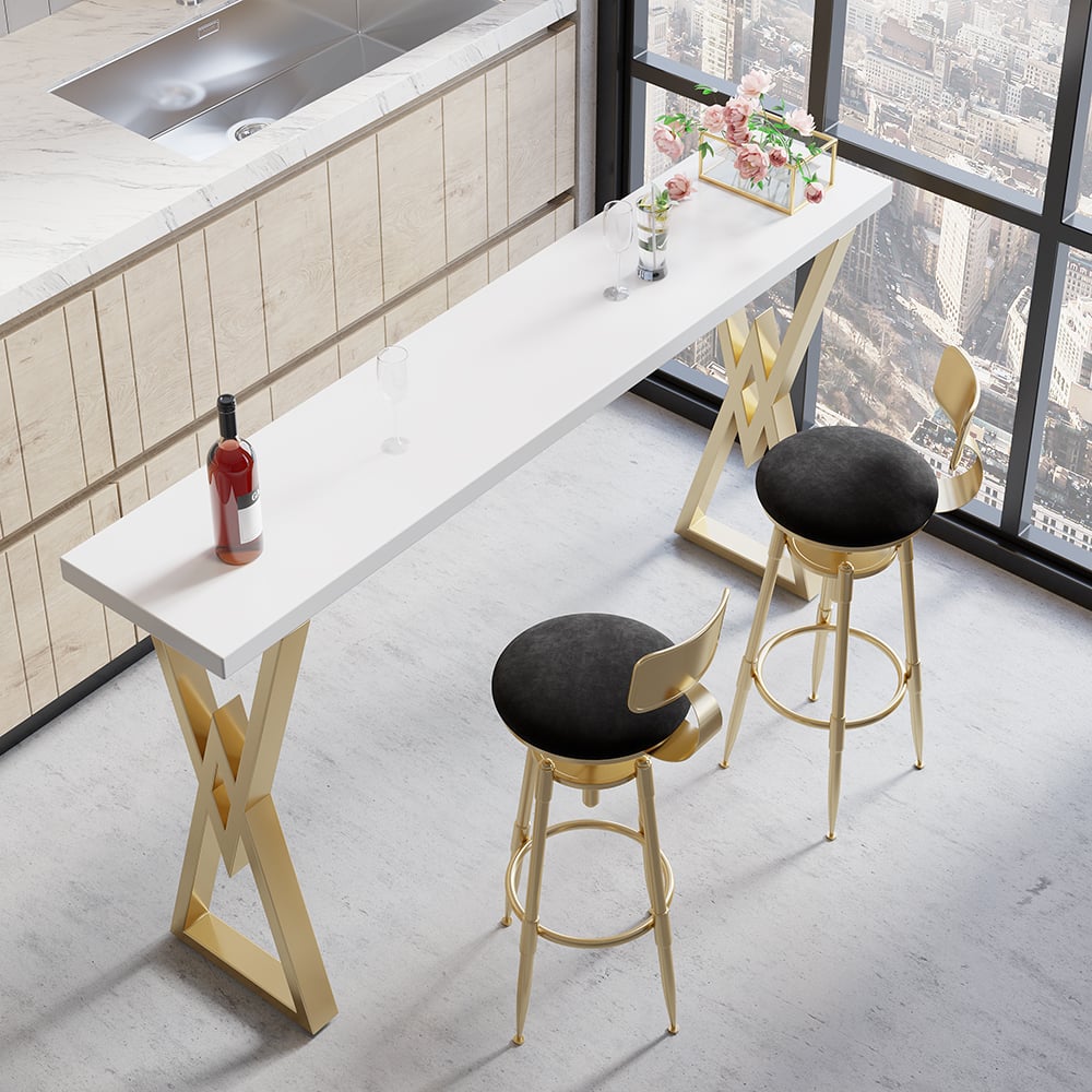 Questions and Answers for Set of 2 Modern Adjustable Swivel Velvet Bar Stools with Upholstery Black