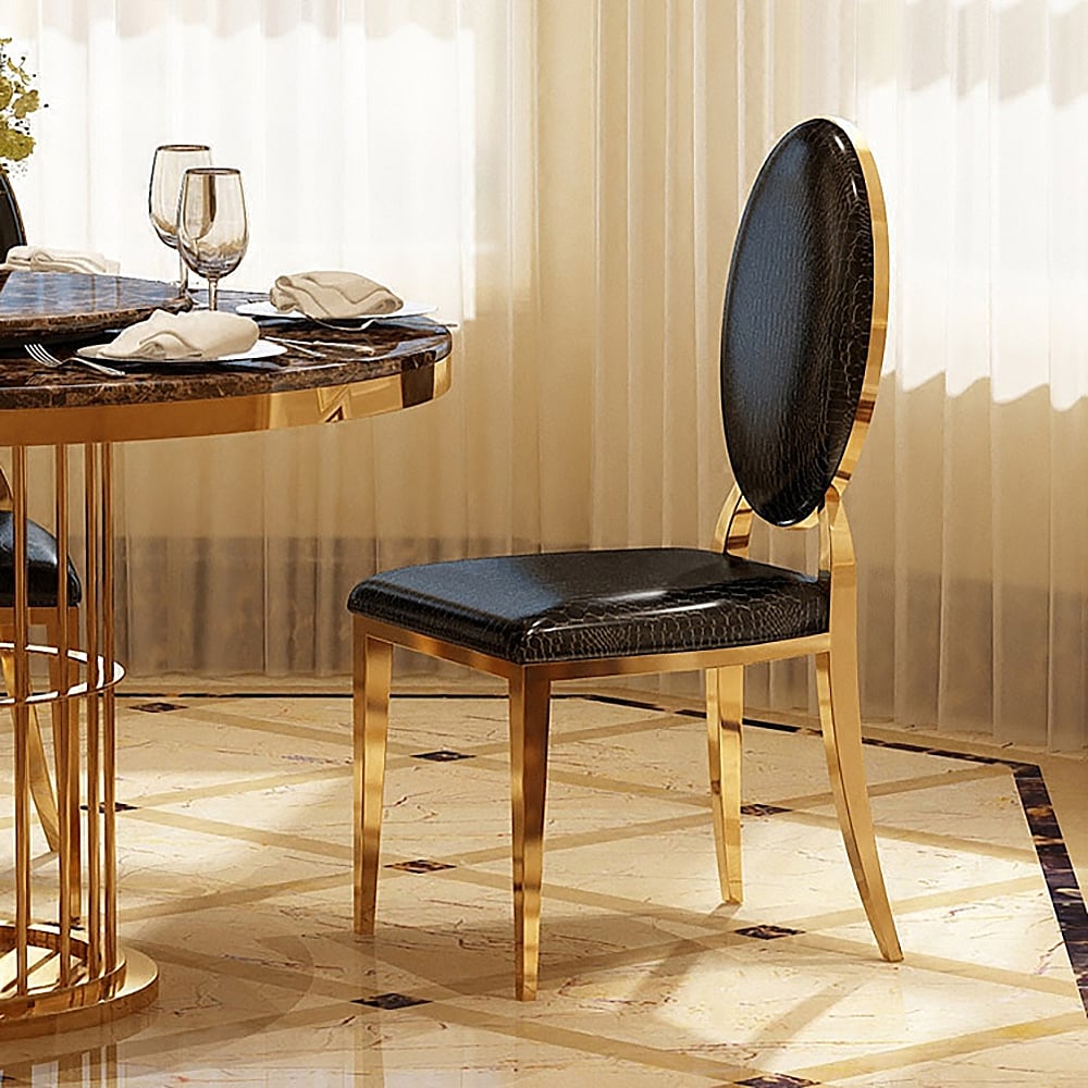 Customer Reviews for Set of 2 Affortable Luxury Modern Dining Chairs Gold with PU Leather Upholstery Black